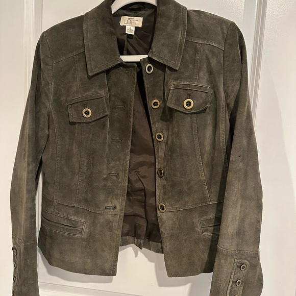 LOFT Jackets & Blazers - LOFT Suede Jacket - Dark Olive